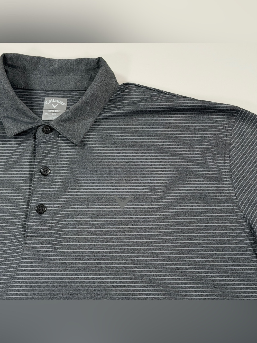 Callaway Opti-Dri Golf Polo Shirt Mens XXL Gray Micro Stripe Short Sleeve Tour - Picture 4 of 10